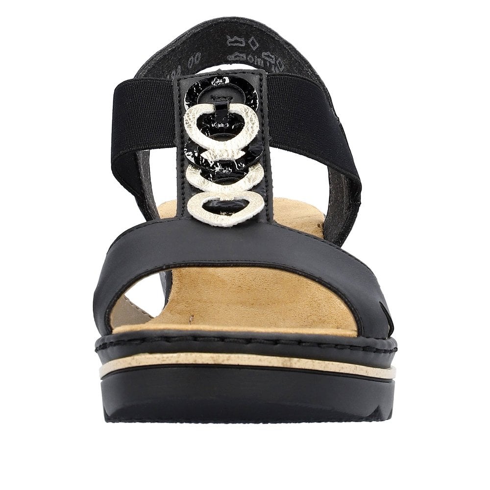 Rieker 67498 Elasticated Wedge Sandal - Black - image 007 |ww_colour=black|ww_order=007|