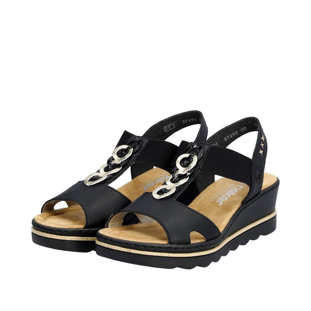 Rieker 67498 Elasticated Wedge Sandal - Black - image 008 |ww_colour=black|ww_order=008|