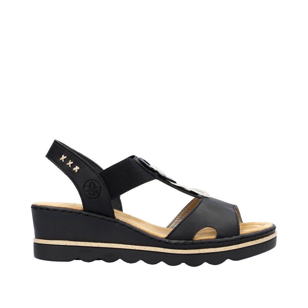 Rieker 67498 Elasticated Wedge Sandal - Black - image 009 |ww_colour=black|ww_order=009|