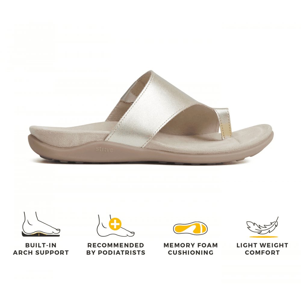 Strive Capri 4 Arch Support Slip On Sandal - Gold - image 002 |ww_colour=gold|ww_order=002|