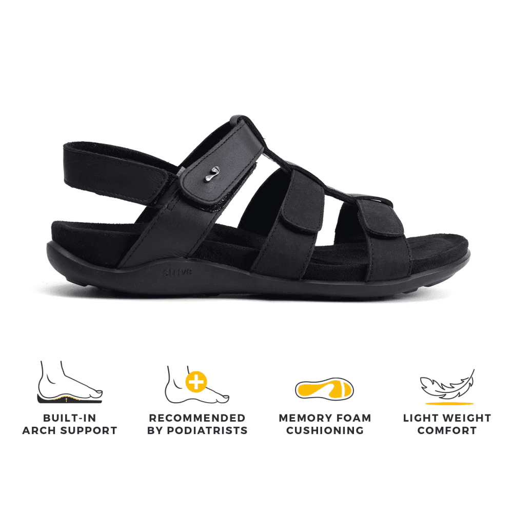 Strive Cassis Arch Support Sandal - Black - image 002 |ww_colour=black|ww_order=002|