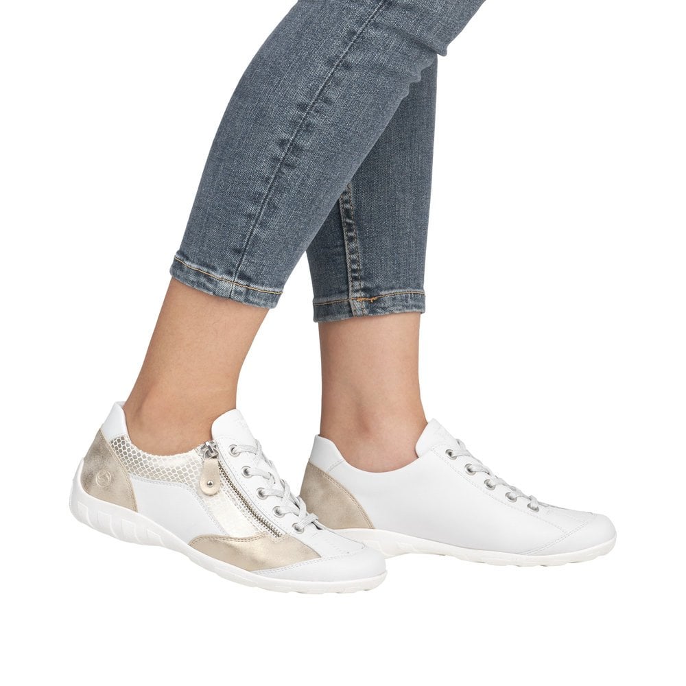 Remonte R3410 Lace & Zip Up Casual Shoe - White Combi - image 002 |ww_colour=white-combi|ww_order=002|