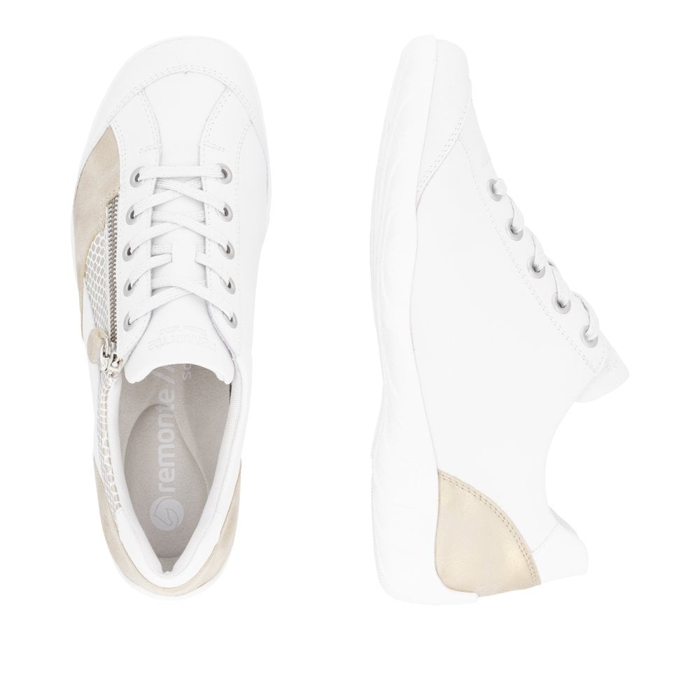 Remonte R3410 Lace & Zip Up Casual Shoe - White Combi - image 004 |ww_colour=white-combi|ww_order=004|