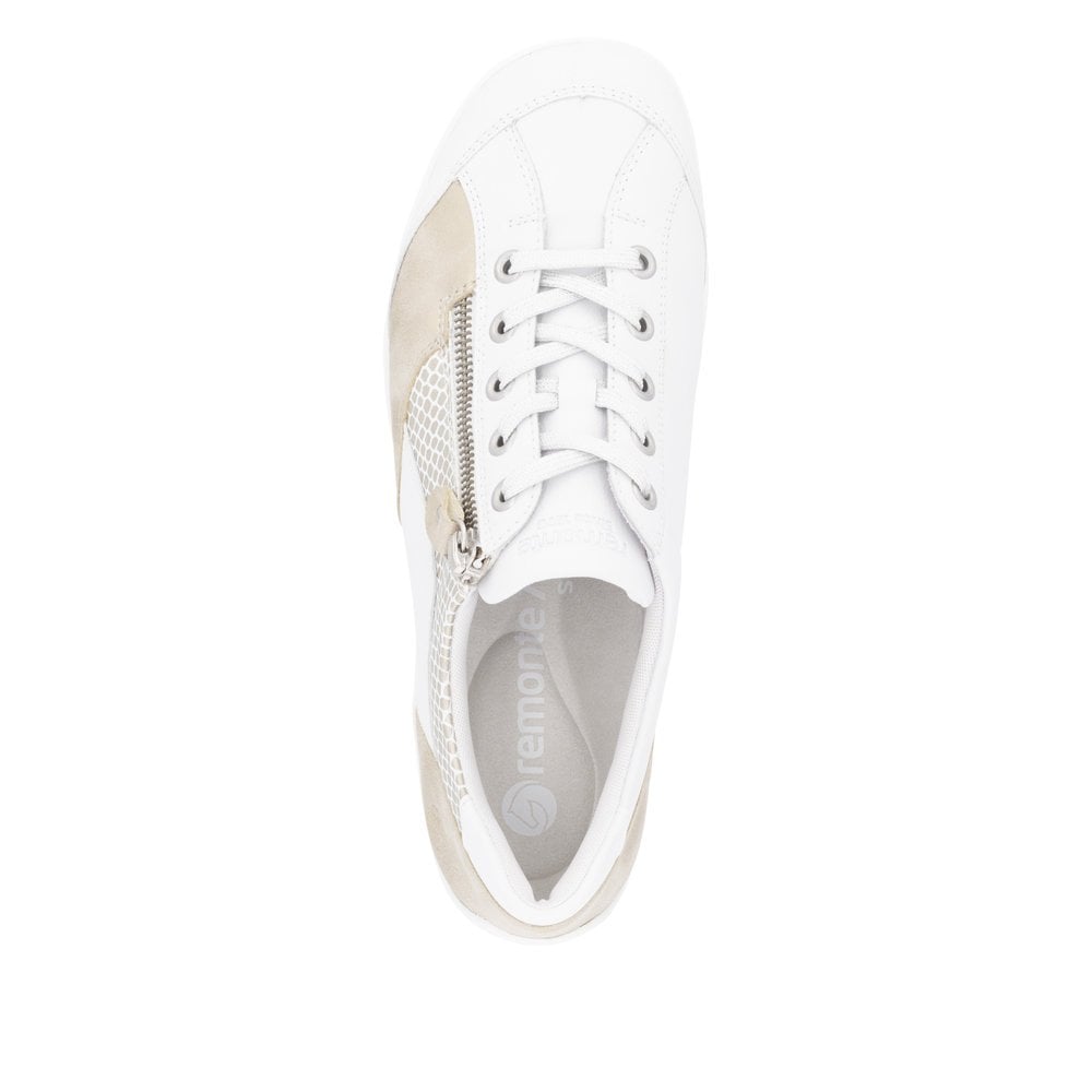 Remonte R3410 Lace & Zip Up Casual Shoe - White Combi - image 005 |ww_colour=white-combi|ww_order=005|