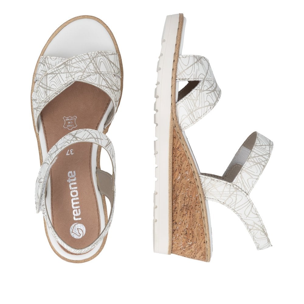 Remonte R6252 Adjustable Wedge Sandal - White Combi - image 002 |ww_colour=white-combi|ww_order=002|