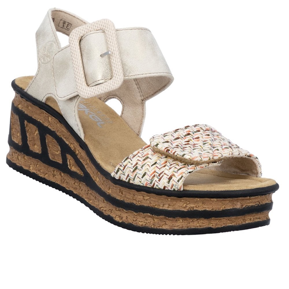 Rieker 68172 Wedge Hook and Loop fastening sandal - Beige - image 001 |ww_colour=beige|ww_order=001|