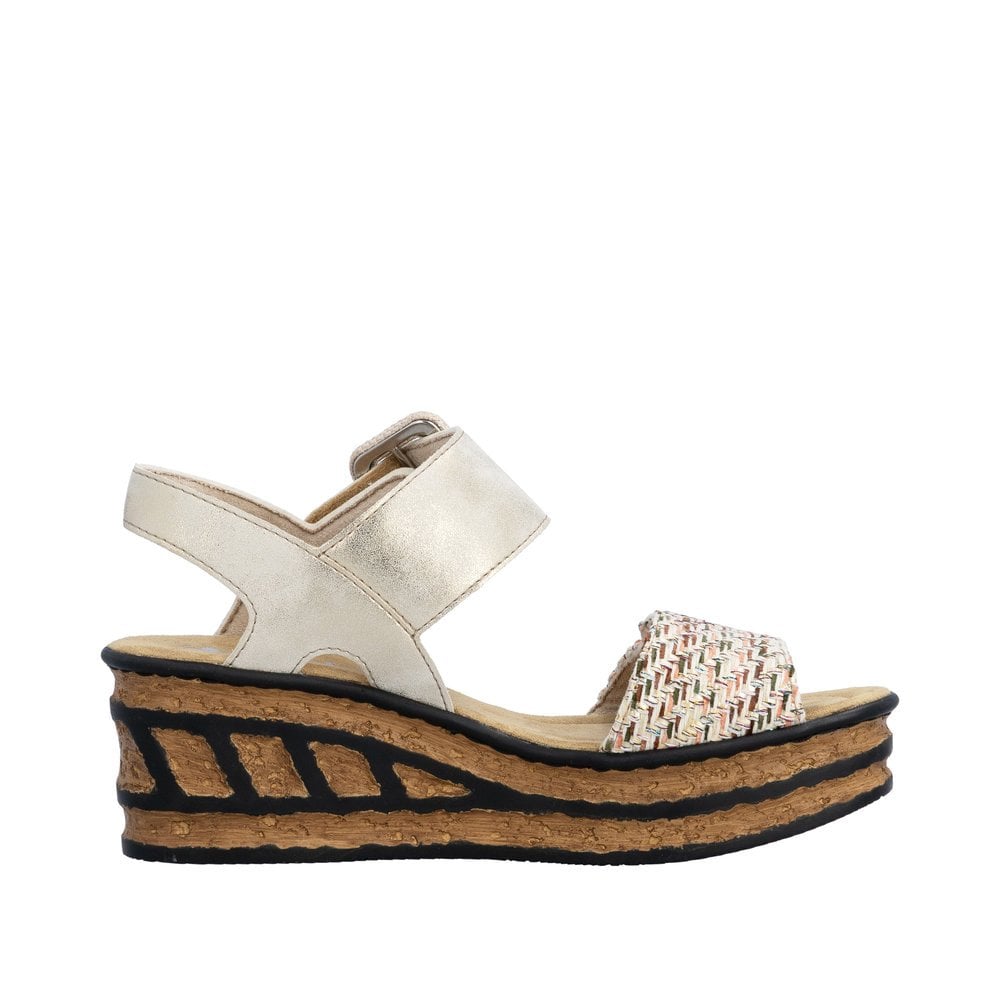 Rieker 68172 Wedge Hook and Loop fastening sandal - Beige - image 003 |ww_colour=beige|ww_order=003|