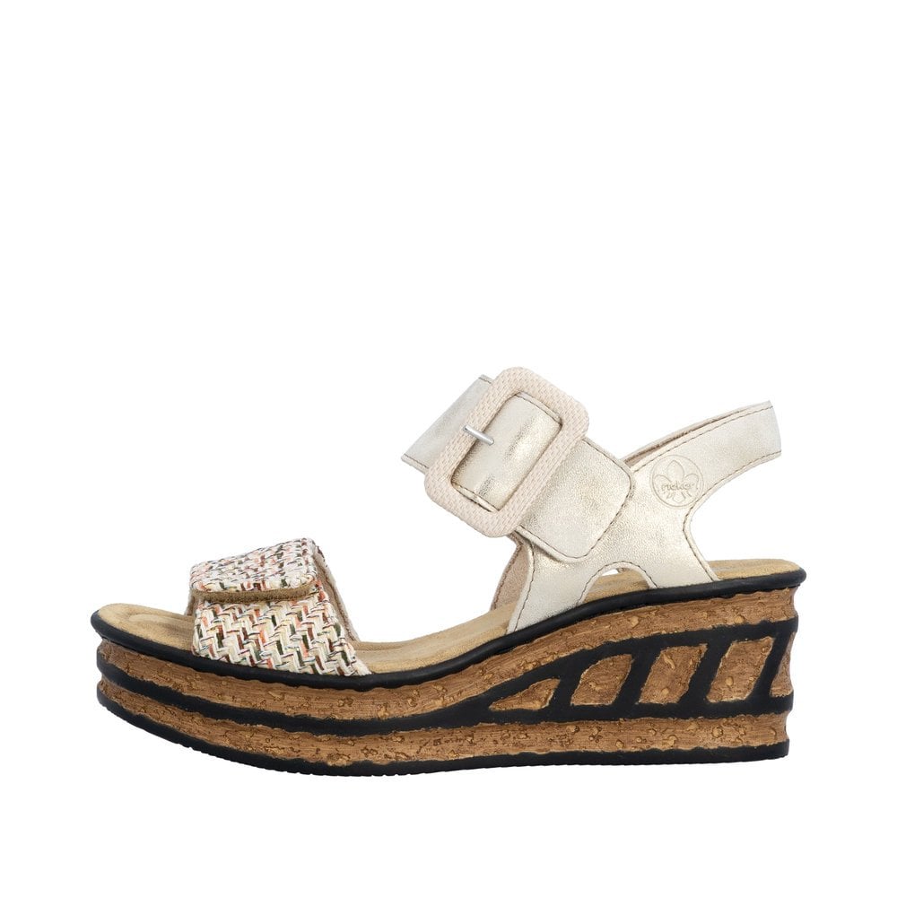 Rieker 68172 Wedge Hook and Loop fastening sandal - Beige - image 005 |ww_colour=beige|ww_order=005|