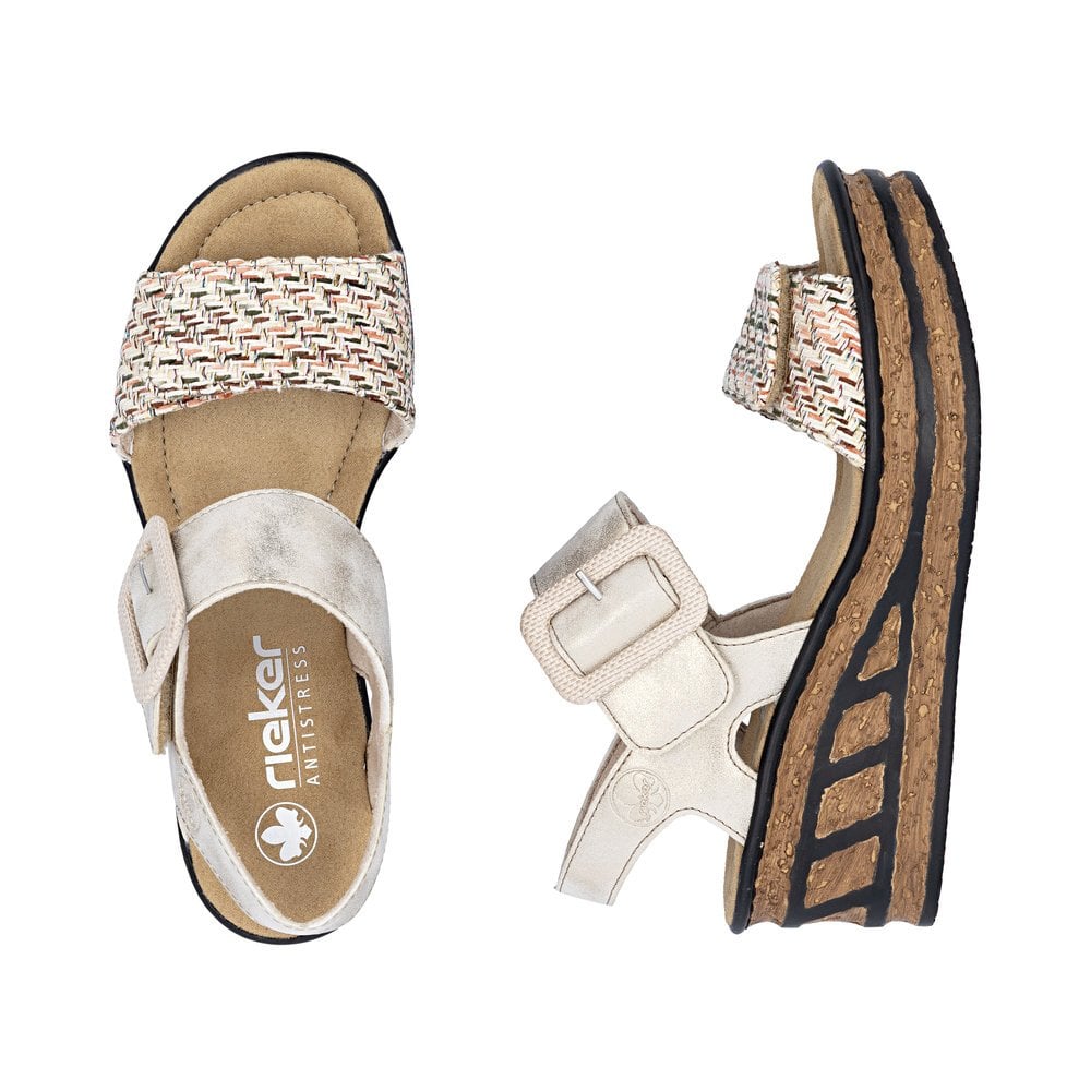 Rieker 68172 Wedge Hook and Loop fastening sandal - Beige - image 009 |ww_colour=beige|ww_order=009|