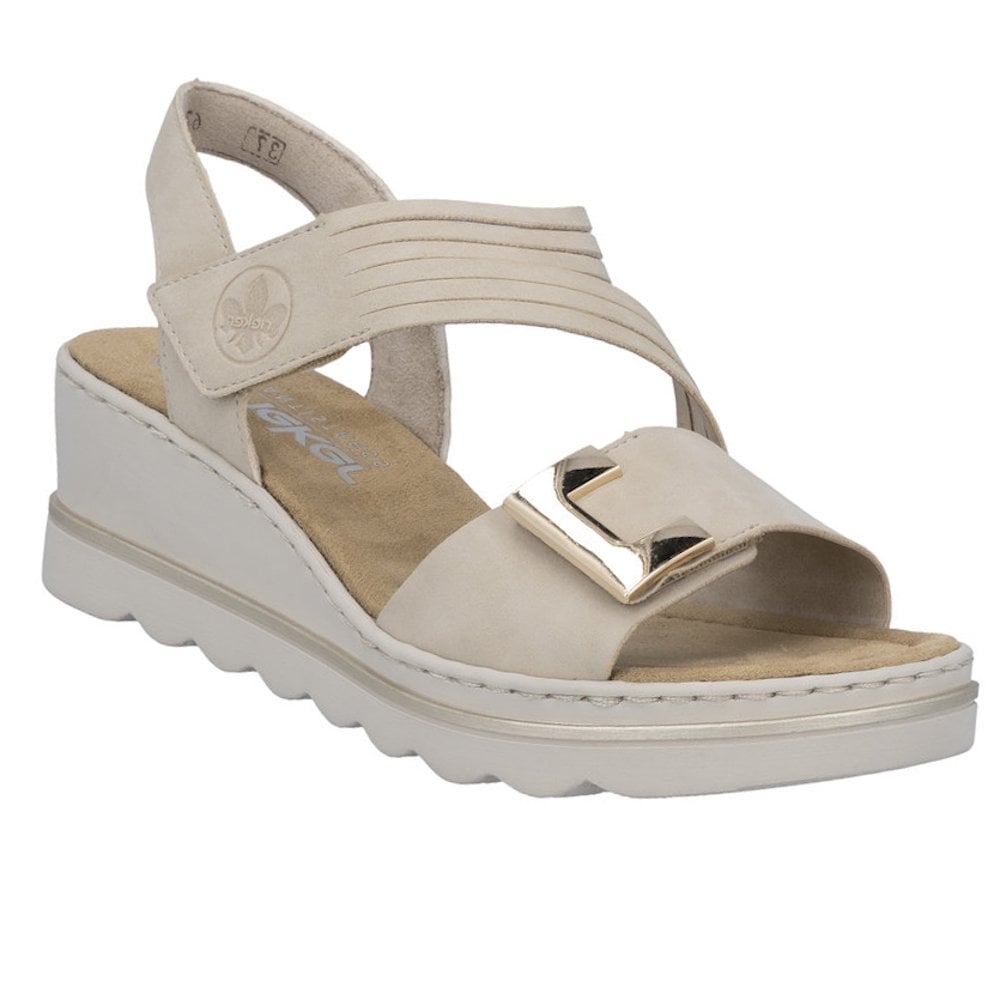 Rieker 67410 Wedge Touch Fastening Sandal - Beige - image 001 |ww_colour=beige|ww_order=001|