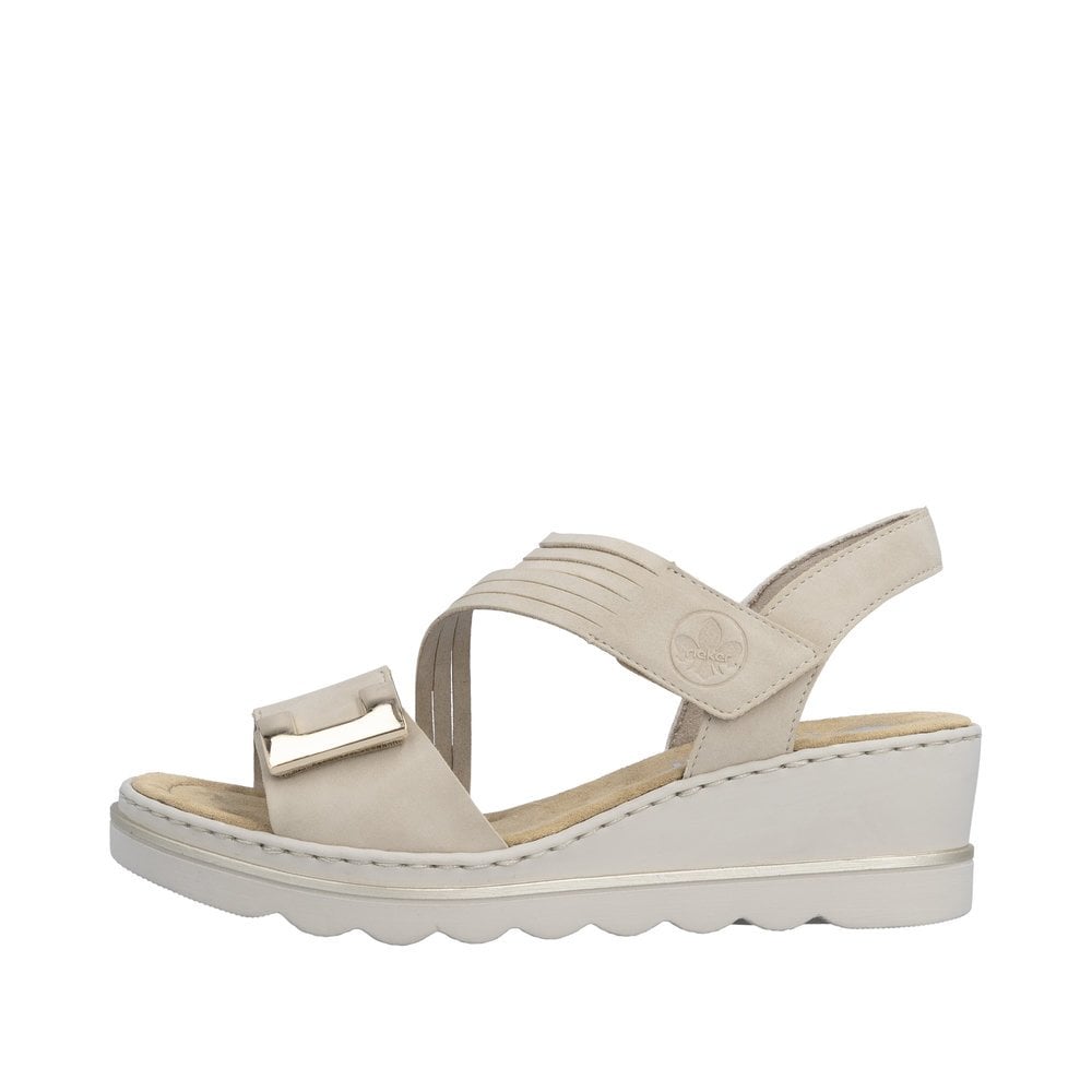 Rieker 67410 Wedge Touch Fastening Sandal - Beige - image 005 |ww_colour=beige|ww_order=005|
