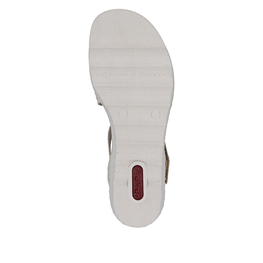 Rieker 67410 Wedge Touch Fastening Sandal - Beige - image 007 |ww_colour=beige|ww_order=007|