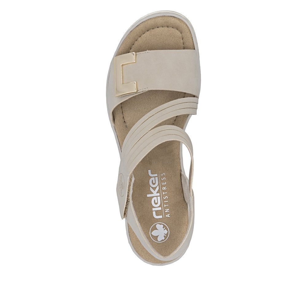 Rieker 67410 Wedge Touch Fastening Sandal - Beige - image 008 |ww_colour=beige|ww_order=008|