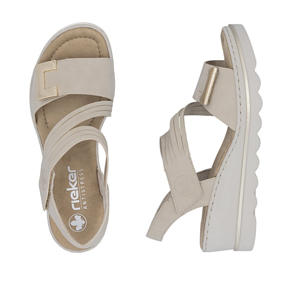 Rieker 67410 Wedge Touch Fastening Sandal - Beige - image 009 |ww_colour=beige|ww_order=009|