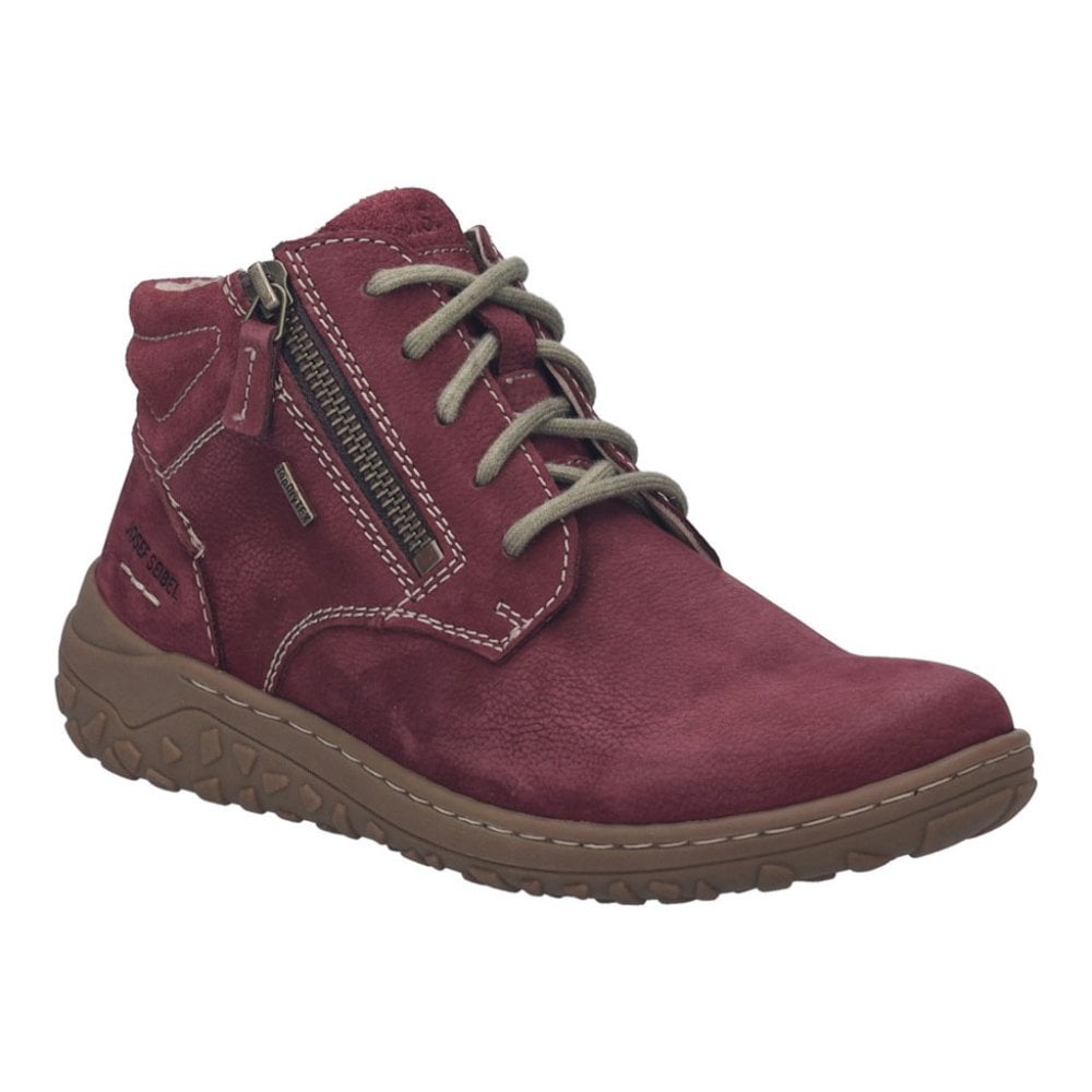 Josef Seibel Ruby 54 Waterproof Lace/Zip Up Ankle Boot - Plum - image 001 |ww_colour=plum|ww_order=001|