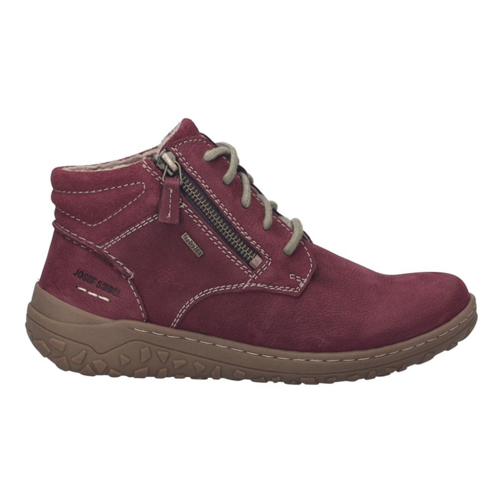 Josef Seibel Ruby 54 Waterproof Lace/Zip Up Ankle Boot - Plum - image 002 |ww_colour=plum|ww_order=002|