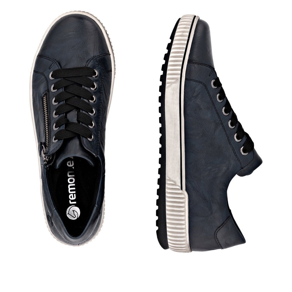 Remonte D0700 Water Resistant Lace & Zip Up - Blue - image 002 |ww_colour=blue|ww_order=002|