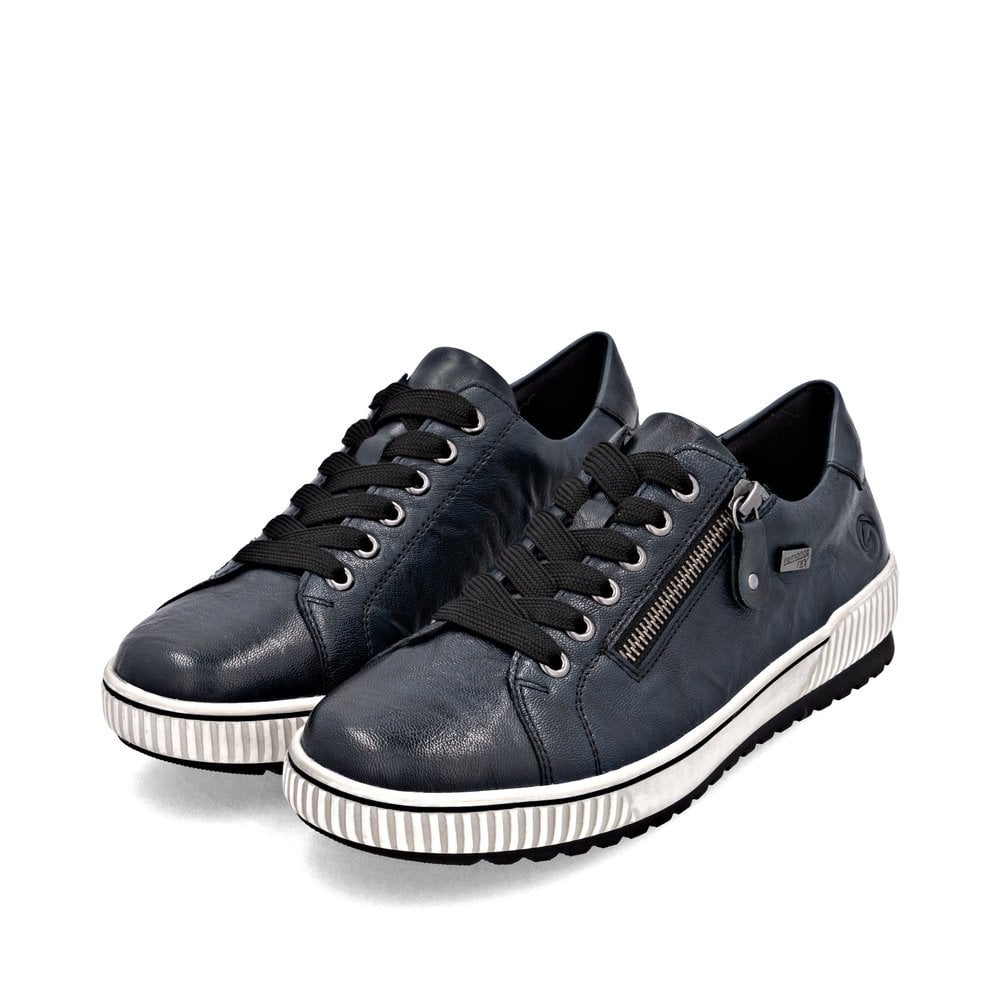 Remonte D0700 Water Resistant Lace & Zip Up - Blue - image 003 |ww_colour=blue|ww_order=003|