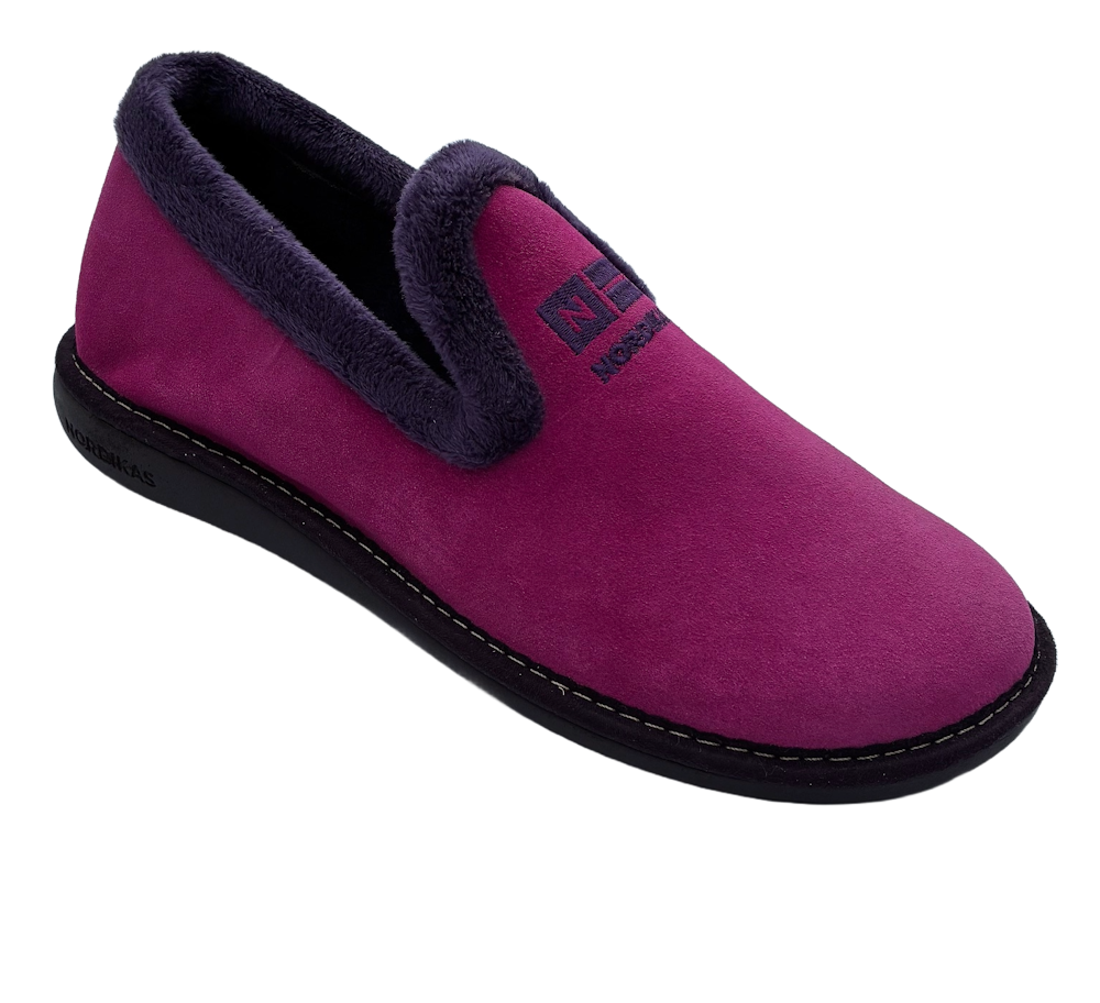 Nordikas Womens Fresa/Pink Nicola 305 Full Suede Slipper  - Updated Sole