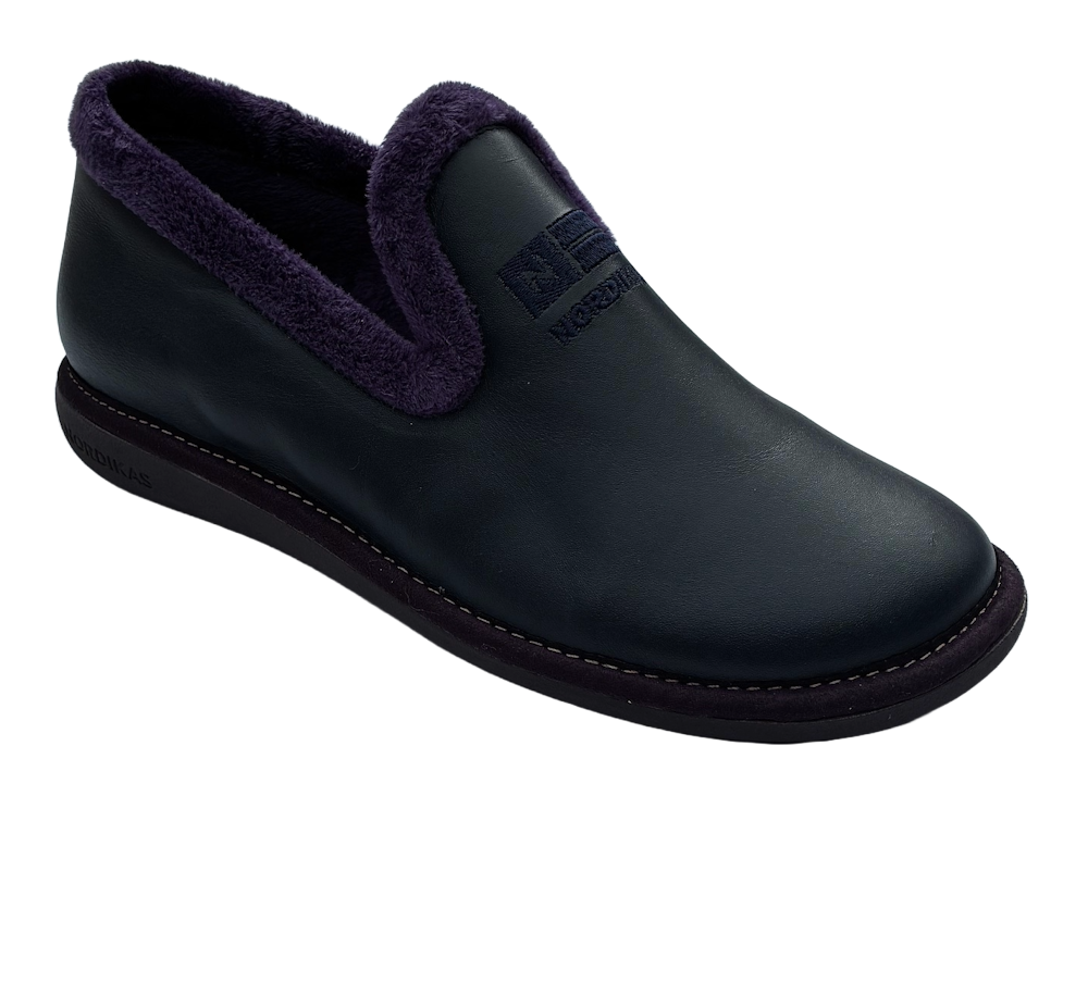 Nordikas Womens Nicola 305 Marino/Navy Full Leather Slipper - Updated Sole