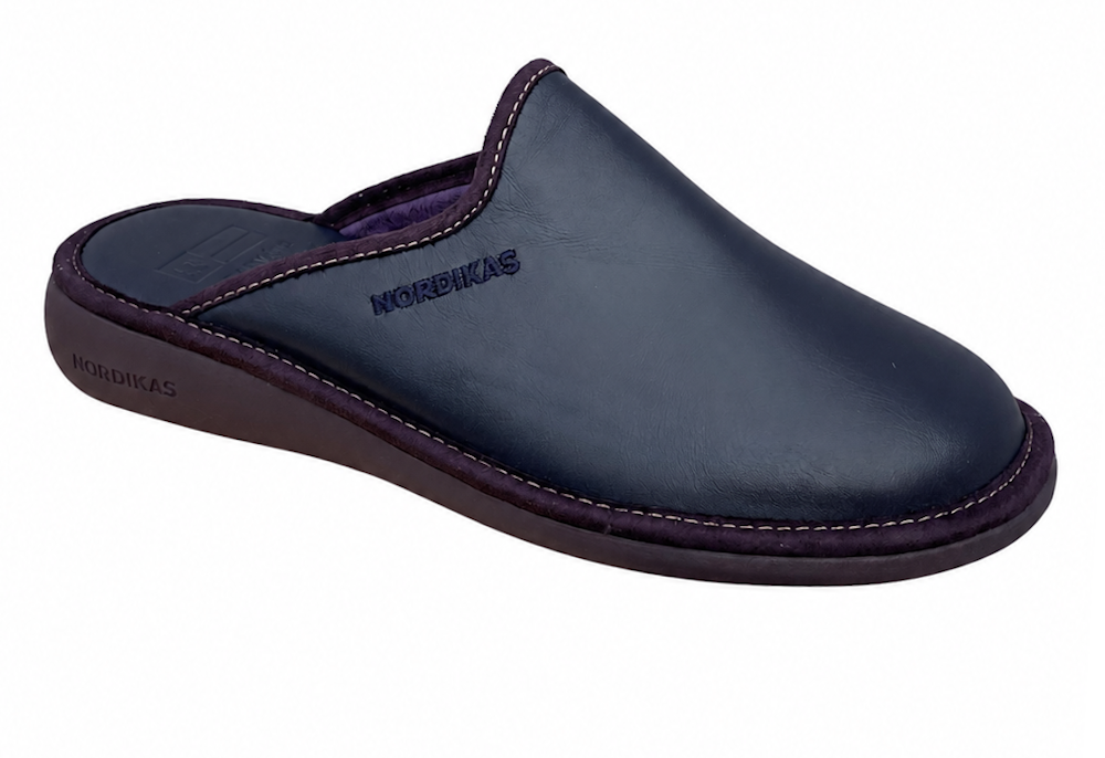 Nordikas 347 Naomi Marino/Navy Womens Leather Mule Slipper -  Updated Sole