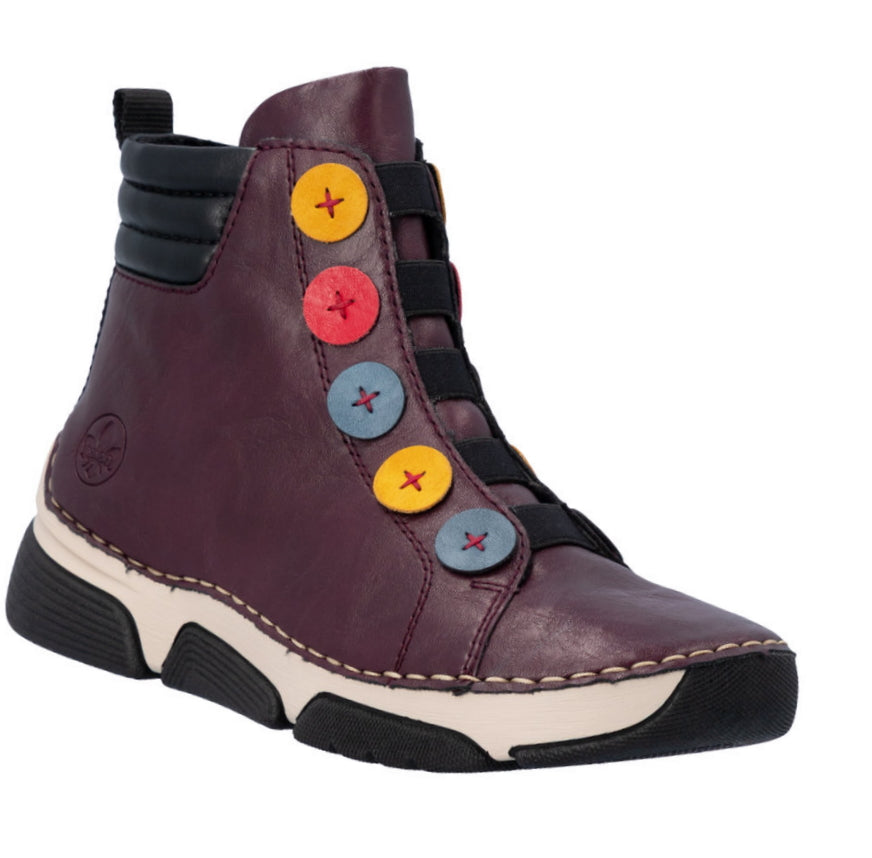 Rieker 45977-30 Purple Zip Up Ankle Boot