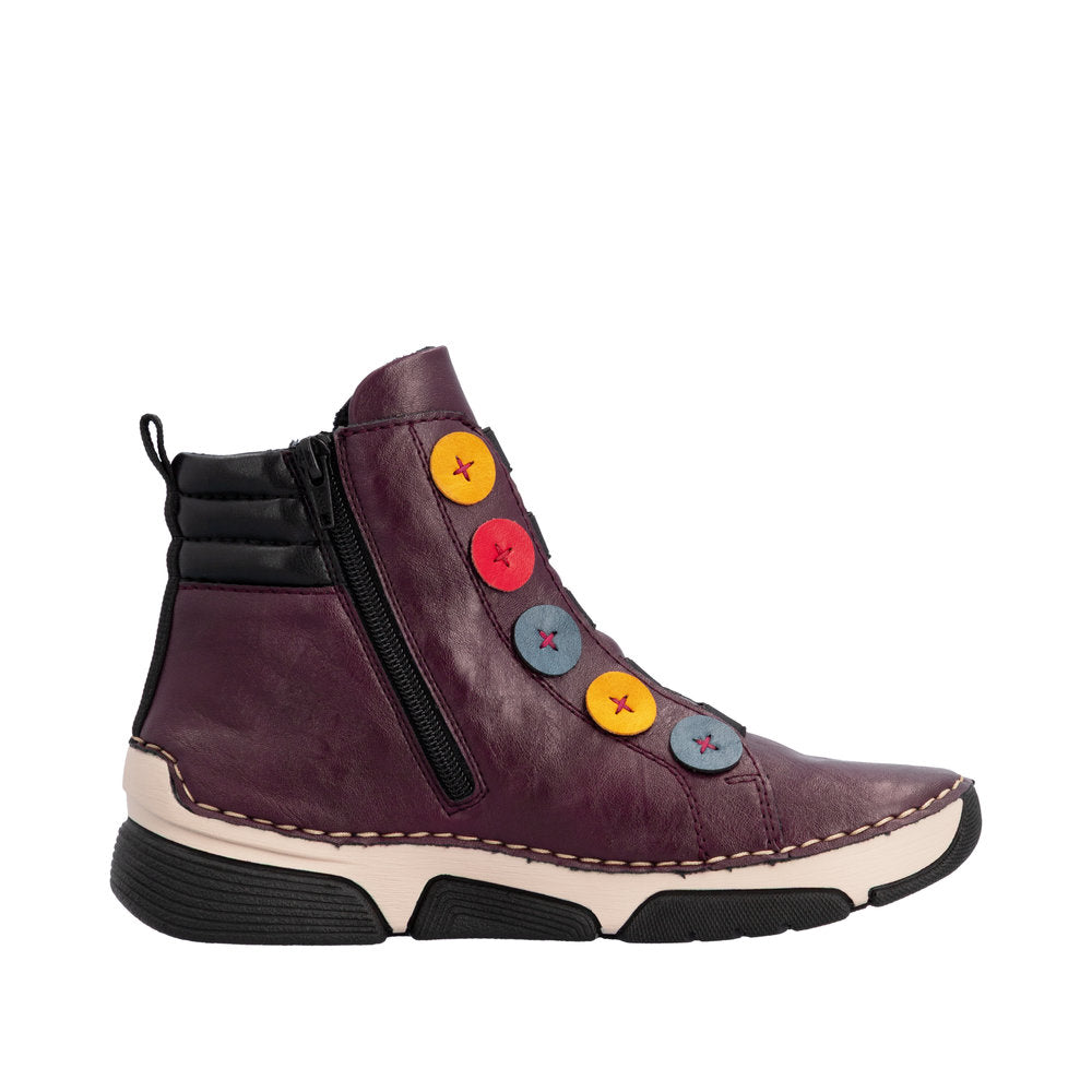 Rieker 45977-30 Purple Zip Up Ankle Boot
