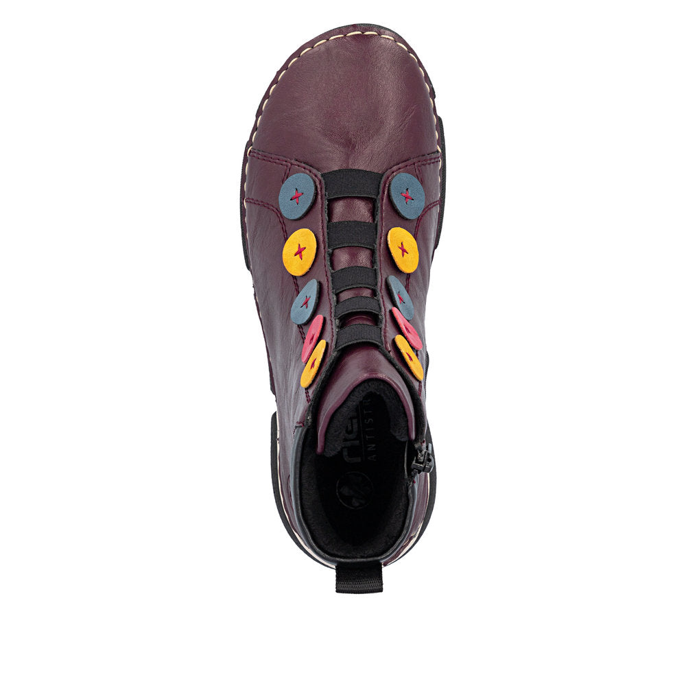 Rieker 45977-30 Purple Zip Up Ankle Boot