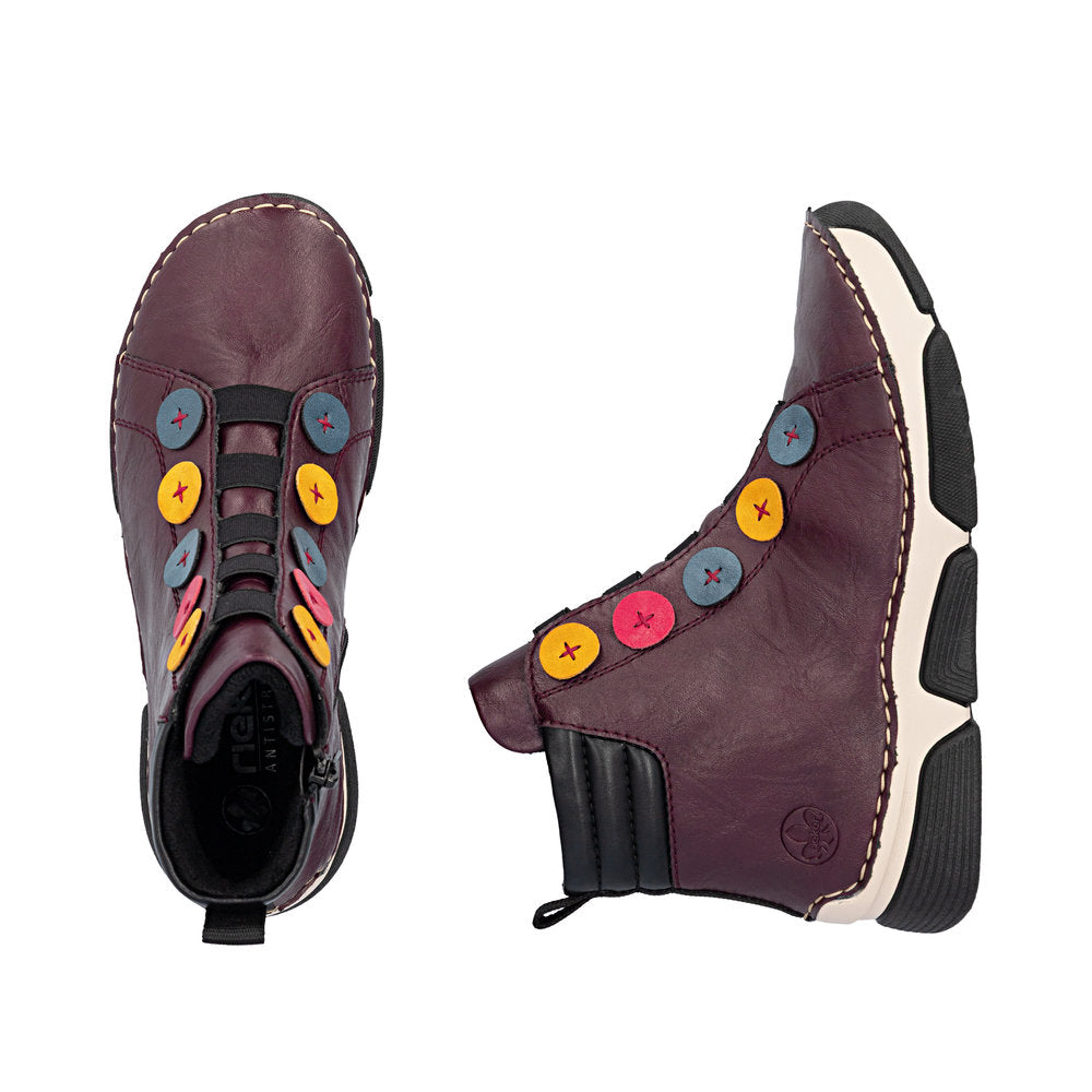 Rieker 45977-30 Purple Zip Up Ankle Boot