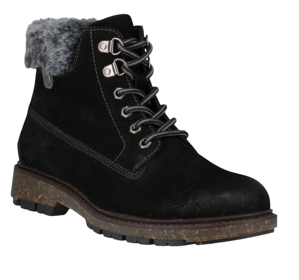 Josef Seibel Waylon 05 Water Resistant Lace & Zip Up Black Ankle Boot