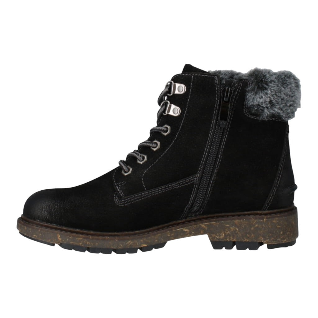 Josef Seibel Waylon 05 Water Resistant Lace & Zip Up Black Ankle Boot