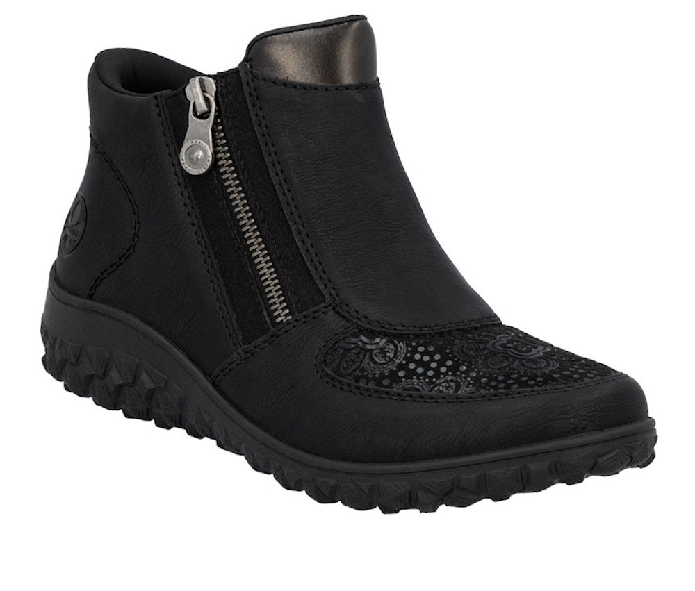 Rieker 59558-00 Black Zip Up Ankle Boot