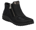 Rieker 59558-00 Black Zip Up Ankle Boot