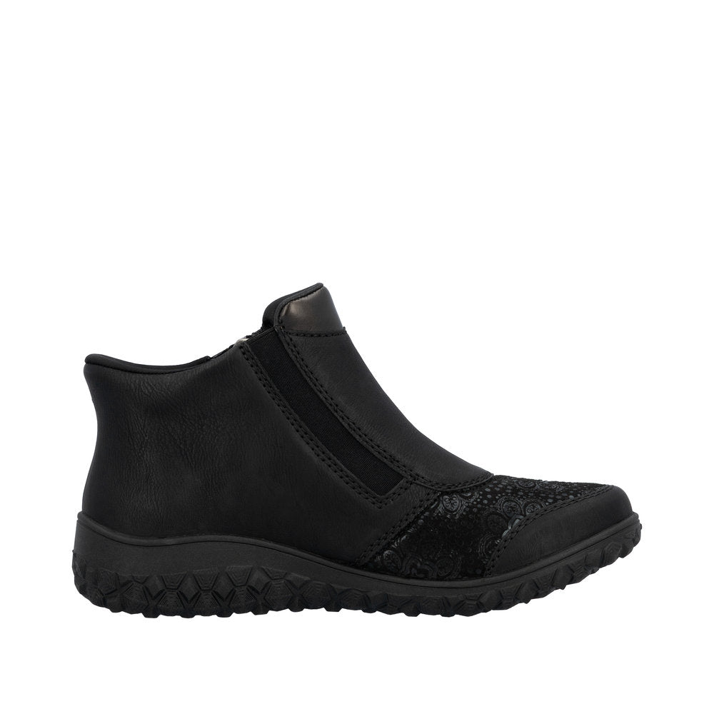Rieker 59558-00 Black Zip Up Ankle Boot