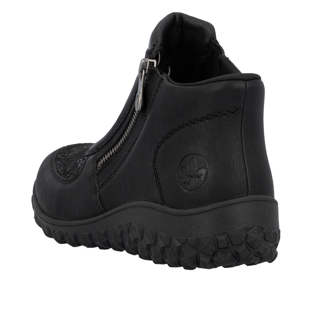 Rieker 59558-00 Black Zip Up Ankle Boot