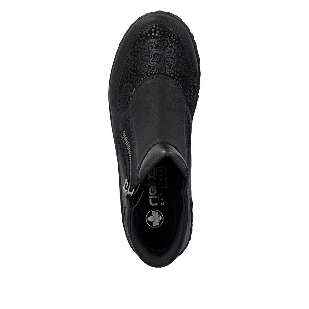 Rieker 59558-00 Black Zip Up Ankle Boot