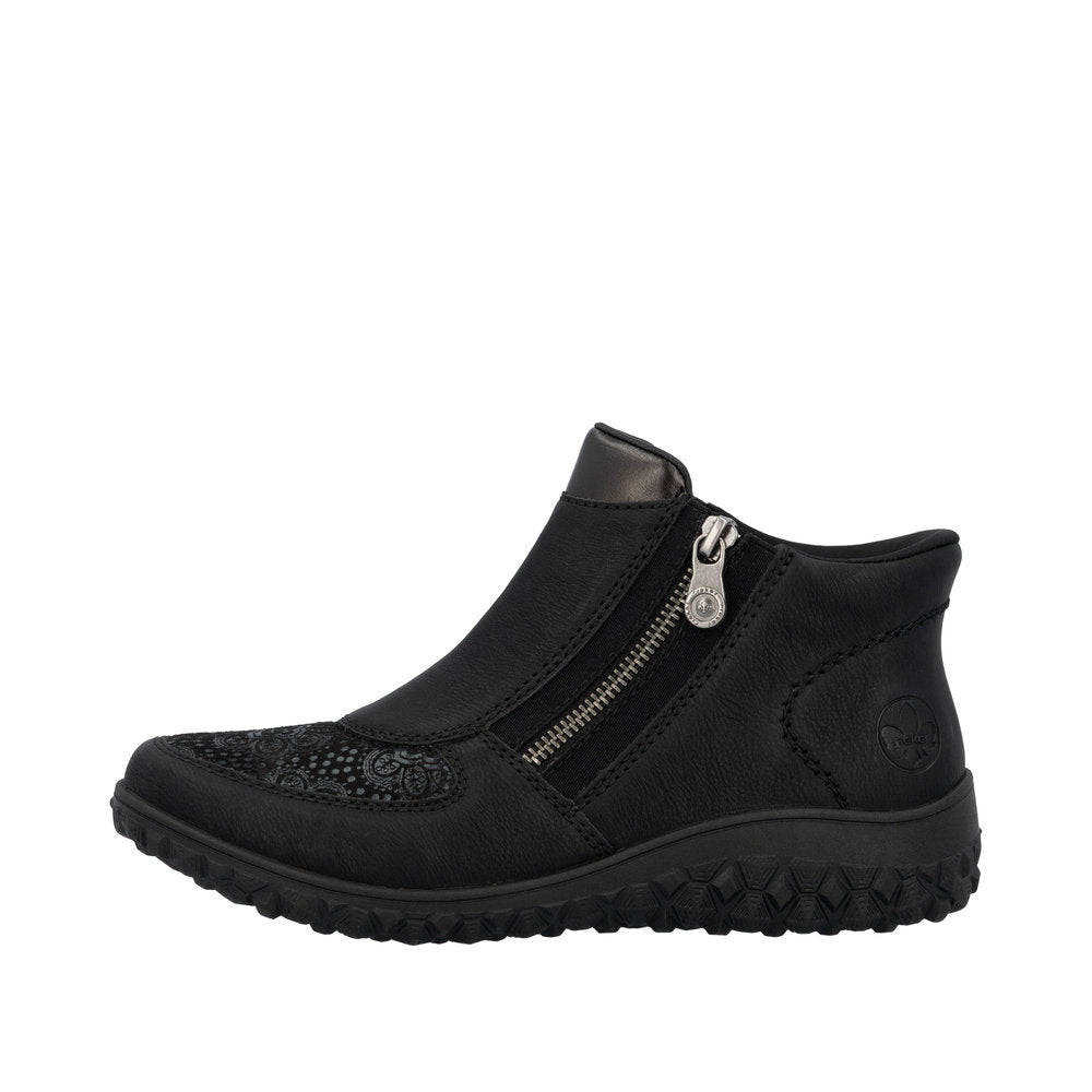 Rieker 59558-00 Black Zip Up Ankle Boot