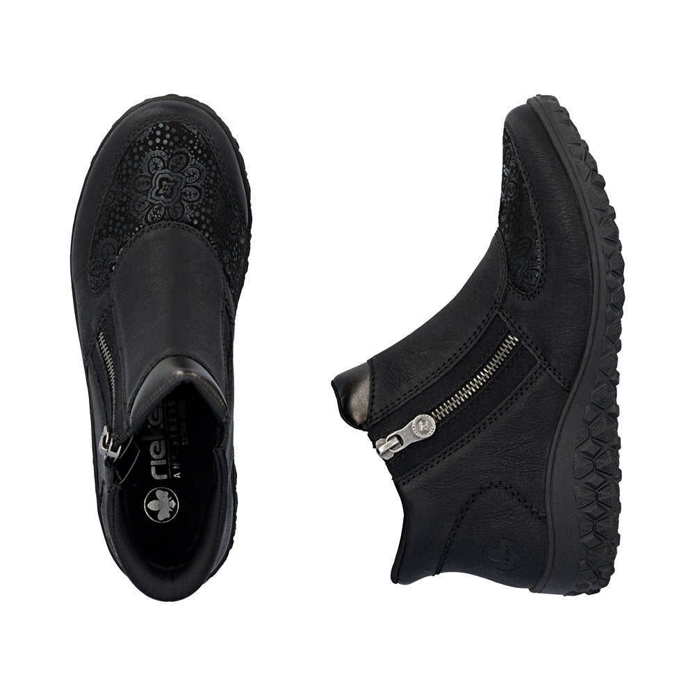 Rieker 59558-00 Black Zip Up Ankle Boot