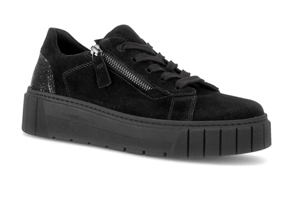 Gabor 6017.03.001 Fairway Black Suede H Fit Trainer