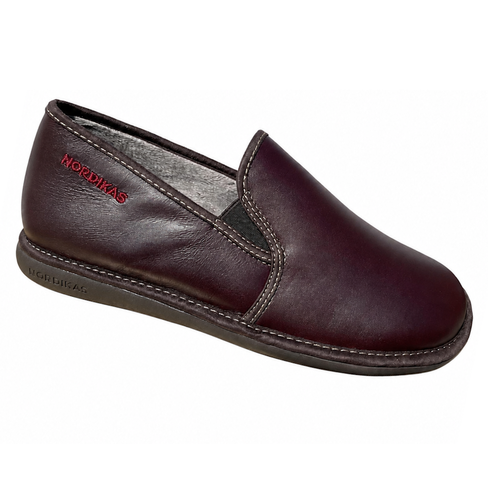 Nordikas Mens 663-N Burdeos/Burgundy Full Leather Slipper - Updated Sole