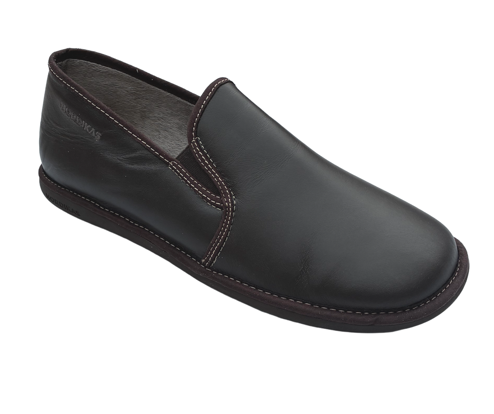 Nordikas Mens 663-N Moka/Brown Full Leather Slipper - Updated Sole