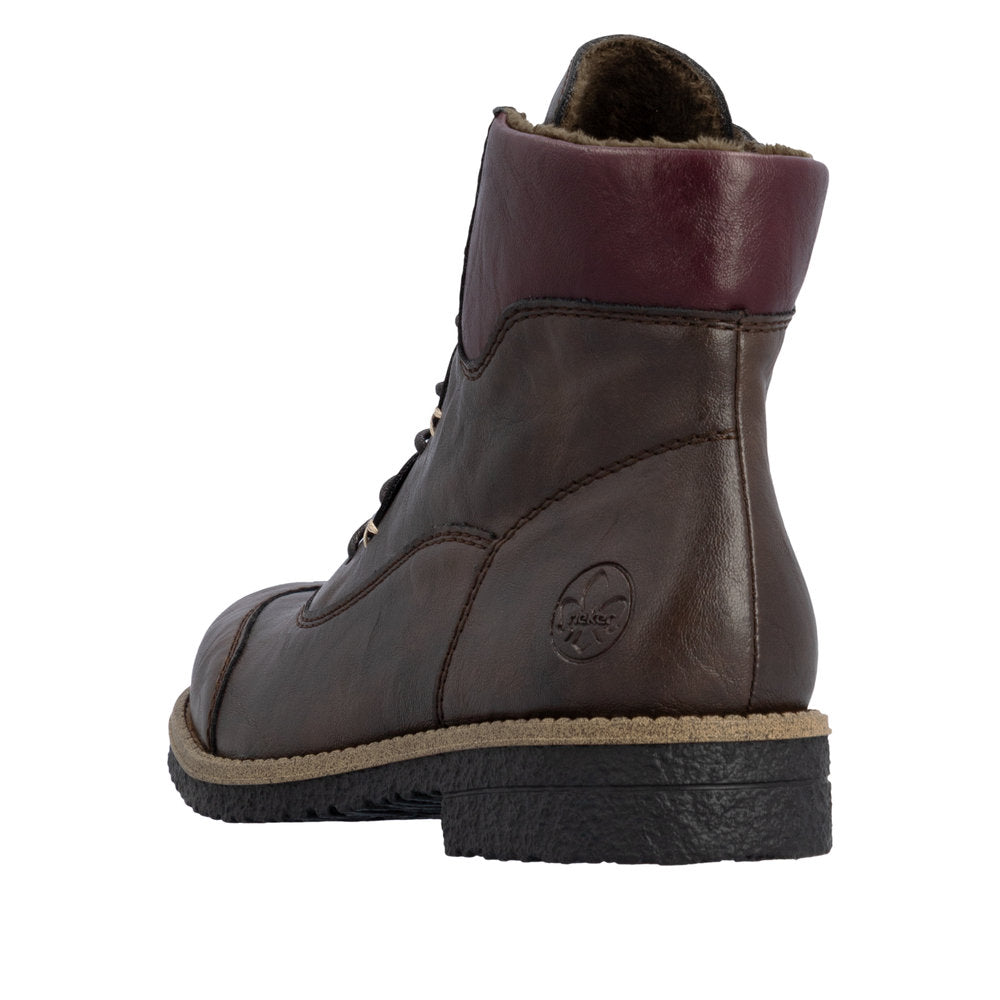 Rieker 73510-26 Brown Lace & Zip Up Ankle Boot