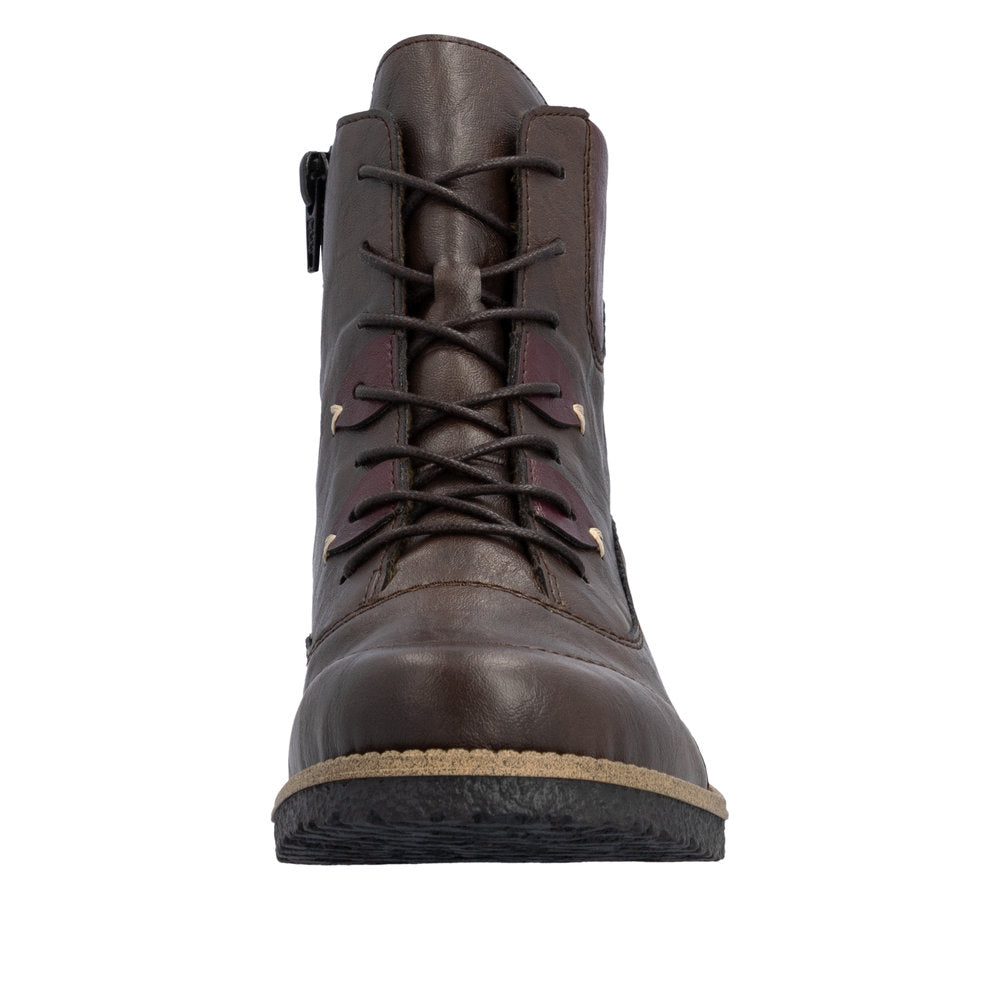 Rieker 73510-26 Brown Lace & Zip Up Ankle Boot