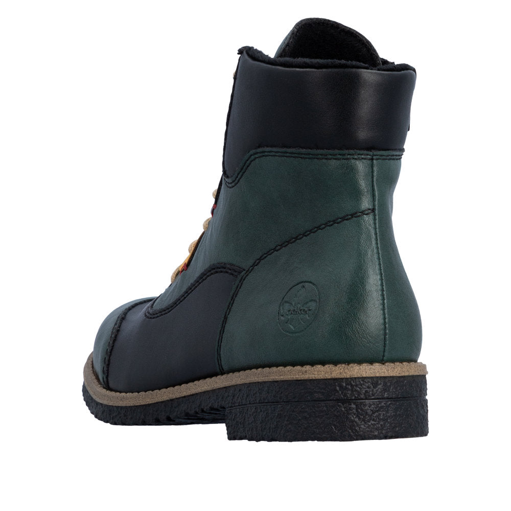 Rieker 73510-90 Green Mulicolour Lace & Zip Up Ankle Boot