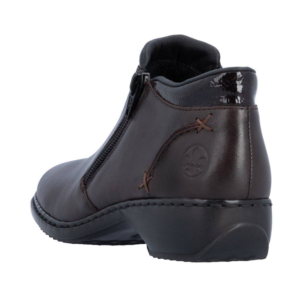 Rieker L3882-25 Dark Brown Twin Zip Ankle Boot