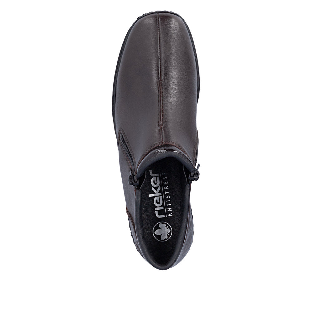 Rieker L3882-25 Dark Brown Twin Zip Ankle Boot