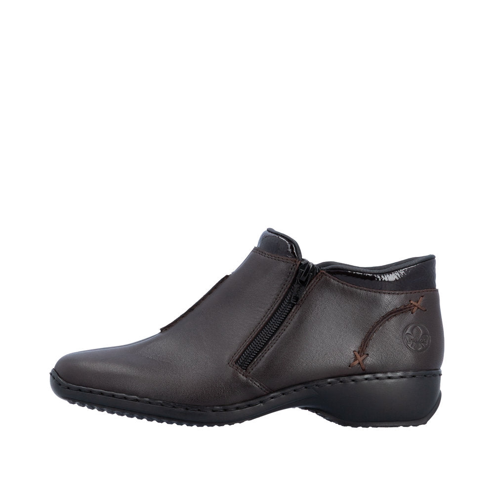 Rieker L3882-25 Dark Brown Twin Zip Ankle Boot
