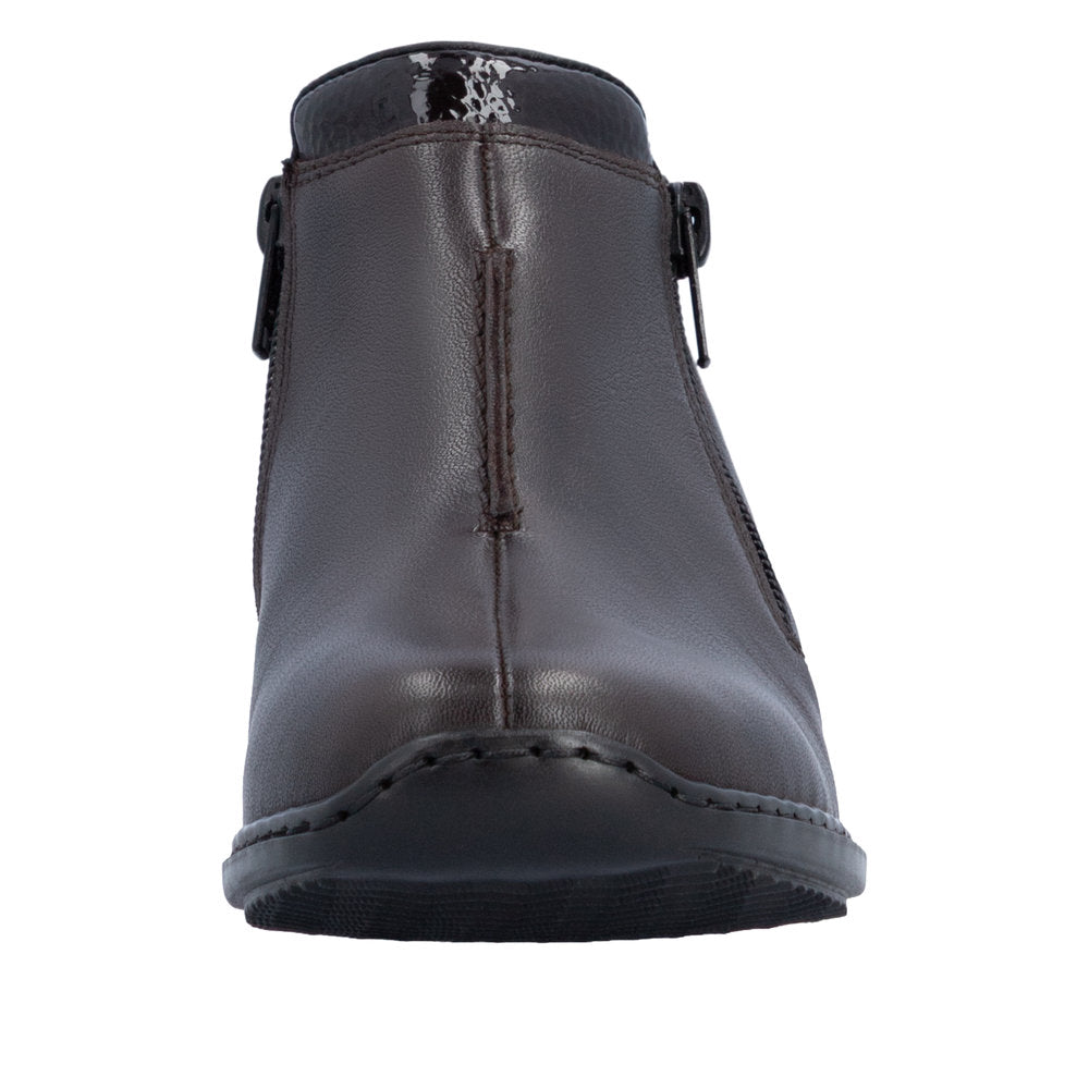 Rieker L3882-25 Dark Brown Twin Zip Ankle Boot