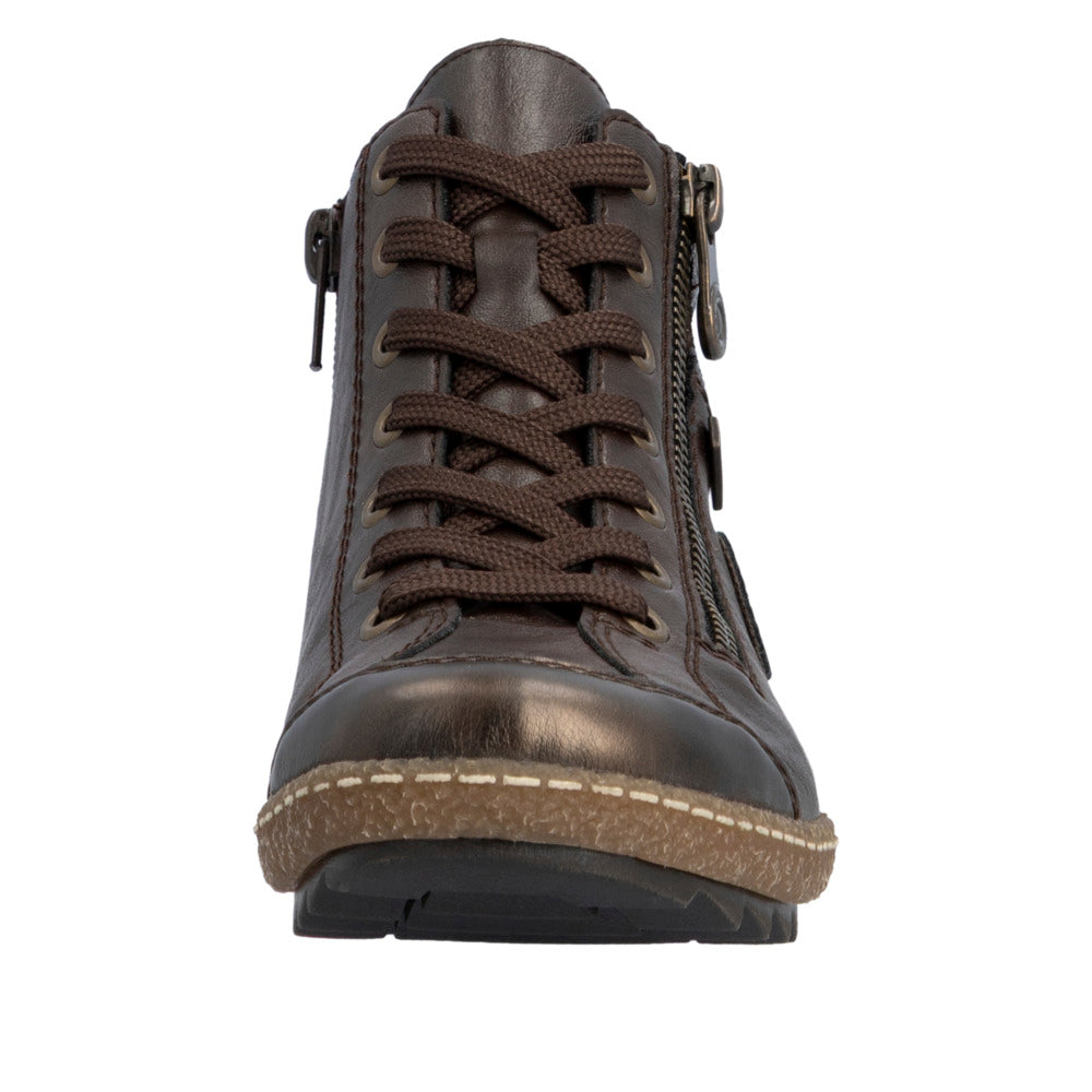 Rieker L7514-25 Brown Liv Zip Up Ankle Boot