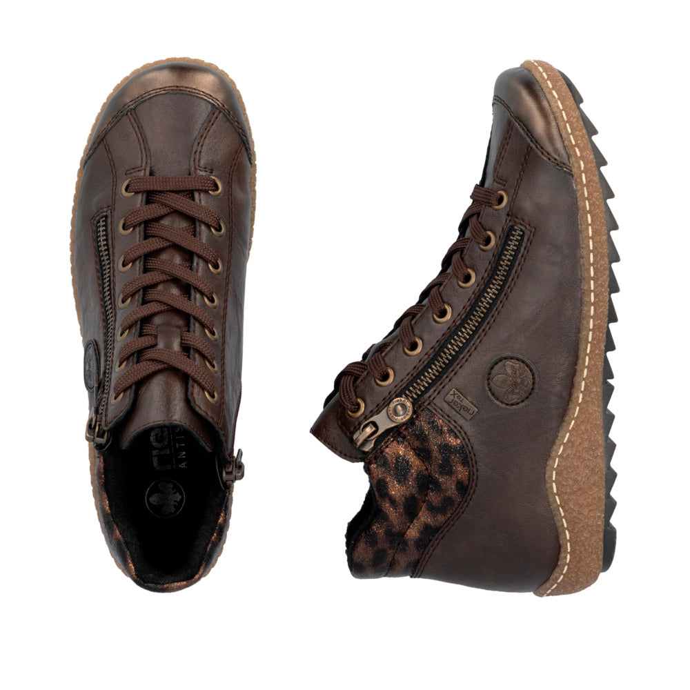 Rieker L7514-25 Brown Liv Zip Up Ankle Boot